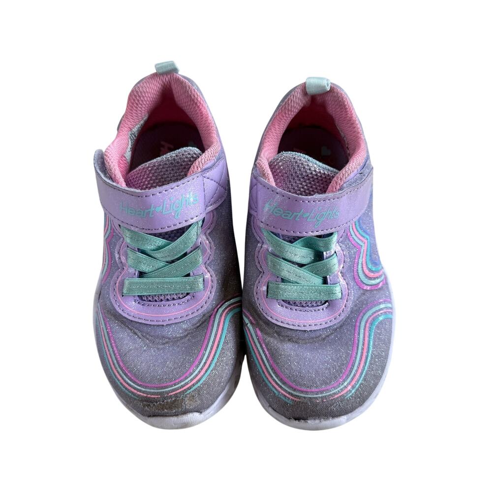 Skechers Girl’s Size 9 Purple Light-Up Heart Sneakers